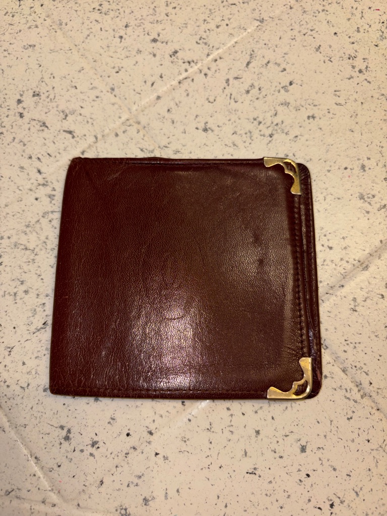 Cartier Vintage Mens Wallet Burgundy Red Bifold Classic